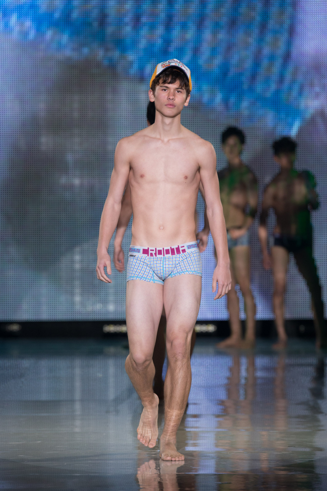 Underwear show. Celine men underwear Catwalk.